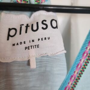 Pitusa Sky Blue Dress with Multicolor Trim